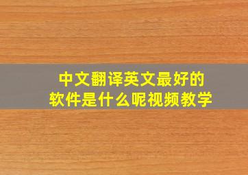 中文翻译英文最好的软件是什么呢视频教学