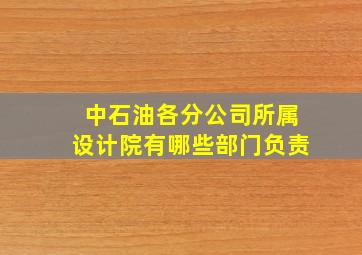 中石油各分公司所属设计院有哪些部门负责