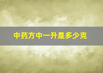 中药方中一升是多少克