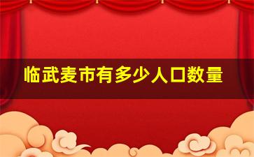 临武麦市有多少人口数量