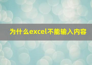 为什么excel不能输入内容