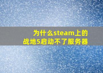 为什么steam上的战地5启动不了服务器