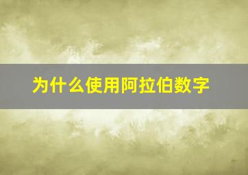 为什么使用阿拉伯数字