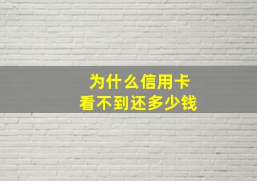 为什么信用卡看不到还多少钱