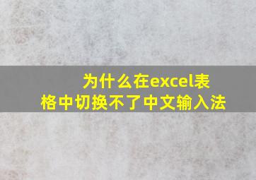 为什么在excel表格中切换不了中文输入法