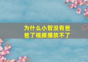 为什么小智没有爸爸了视频播放不了