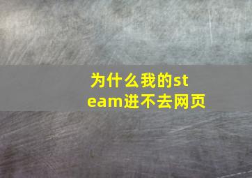 为什么我的steam进不去网页