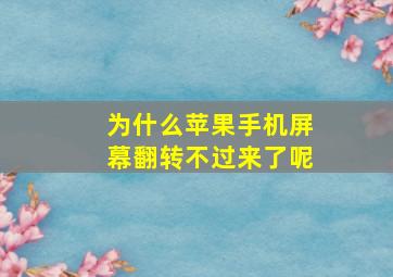 为什么苹果手机屏幕翻转不过来了呢