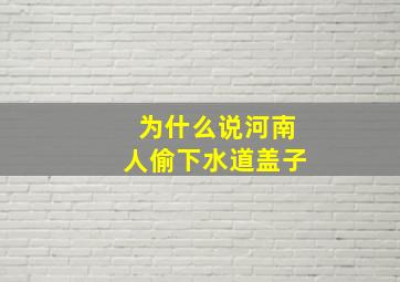 为什么说河南人偷下水道盖子