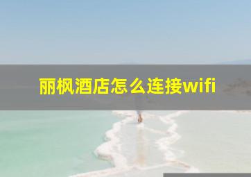 丽枫酒店怎么连接wifi