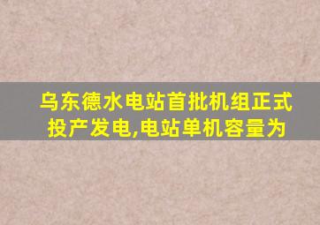 乌东德水电站首批机组正式投产发电,电站单机容量为