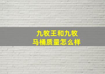 九牧王和九牧马桶质量怎么样