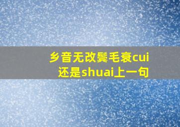 乡音无改鬓毛衰cui还是shuai上一句