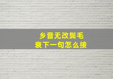 乡音无改鬓毛衰下一句怎么接