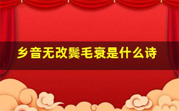 乡音无改鬓毛衰是什么诗