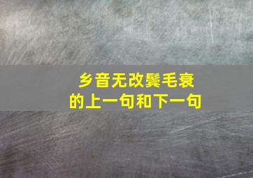 乡音无改鬓毛衰的上一句和下一句