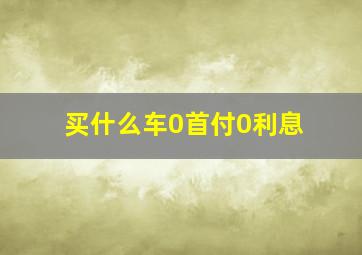 买什么车0首付0利息