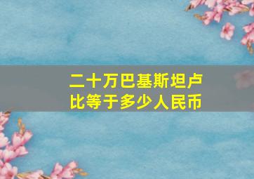 二十万巴基斯坦卢比等于多少人民币