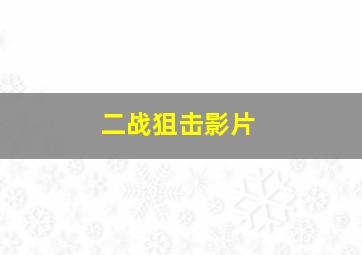 二战狙击影片