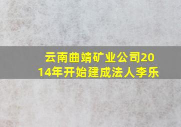 云南曲靖矿业公司2014年开始建成法人李乐