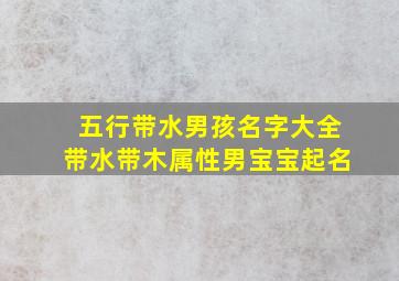 五行带水男孩名字大全带水带木属性男宝宝起名