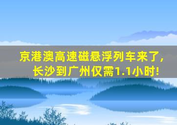 京港澳高速磁悬浮列车来了,长沙到广州仅需1.1小时!