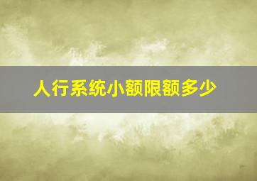 人行系统小额限额多少