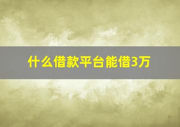 什么借款平台能借3万