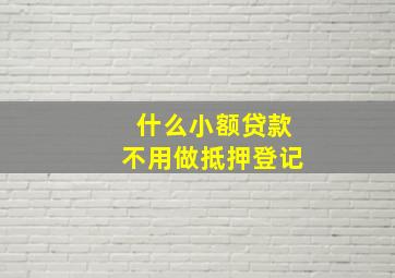 什么小额贷款不用做抵押登记