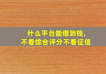 什么平台能借到钱,不看综合评分不看征信