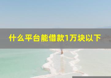 什么平台能借款1万块以下