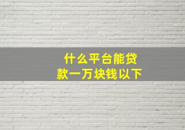 什么平台能贷款一万块钱以下