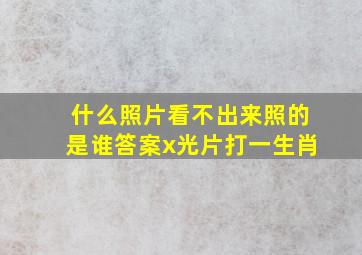 什么照片看不出来照的是谁答案x光片打一生肖