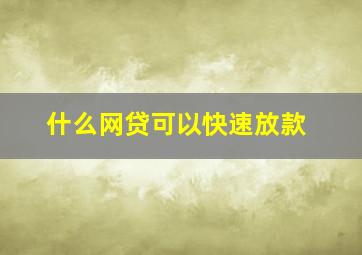 什么网贷可以快速放款