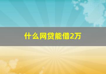 什么网贷能借2万