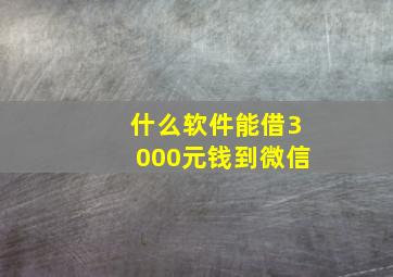 什么软件能借3000元钱到微信