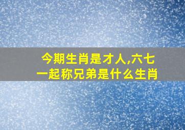 今期生肖是才人,六七一起称兄弟是什么生肖