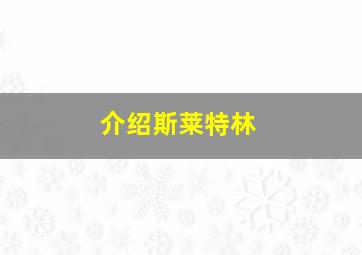 介绍斯莱特林