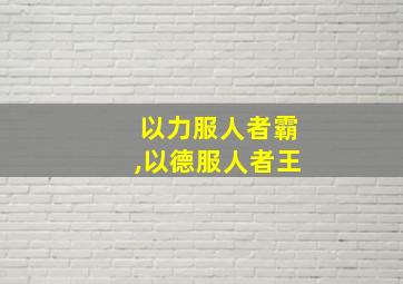 以力服人者霸,以德服人者王