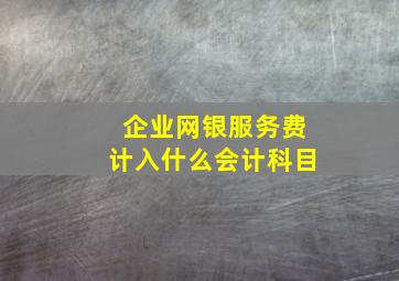 企业网银服务费计入什么会计科目