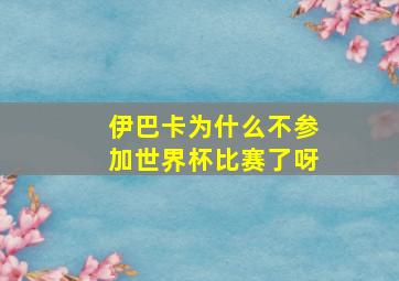 伊巴卡为什么不参加世界杯比赛了呀