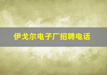 伊戈尔电子厂招聘电话