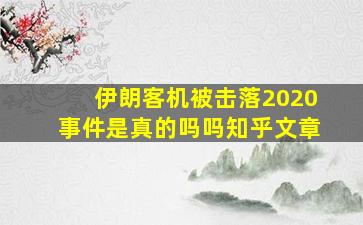 伊朗客机被击落2020事件是真的吗吗知乎文章