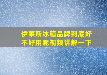 伊莱斯冰箱品牌到底好不好用呢视频讲解一下