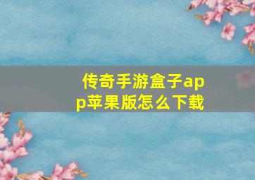 传奇手游盒子app苹果版怎么下载