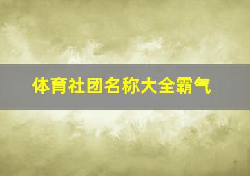 体育社团名称大全霸气