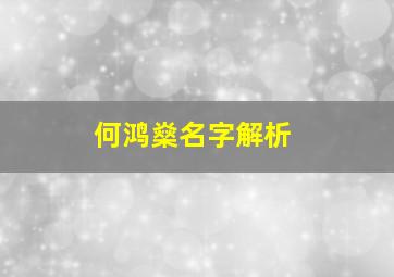 何鸿燊名字解析