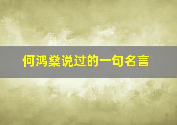 何鸿燊说过的一句名言