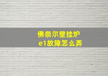 佛奈尔壁挂炉e1故障怎么弄