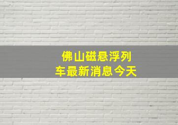 佛山磁悬浮列车最新消息今天